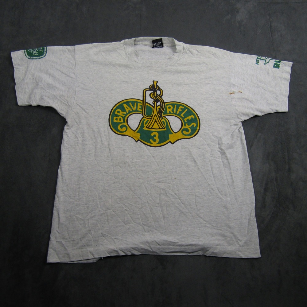 Screen Stars T-Shirt Mens XL Gray Brave Rifles 1992 ASYMCA Run Olde English 800